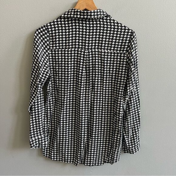 Big Dart Button Down Black and White Houndstooth Shirt Women’s Size Medium UK 12 - Picture 4 of 9